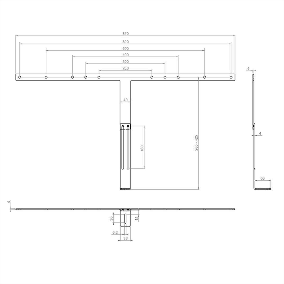 Hagor Poly P15 E70 X30 Adaptateur d'écran 55 - 75, noir