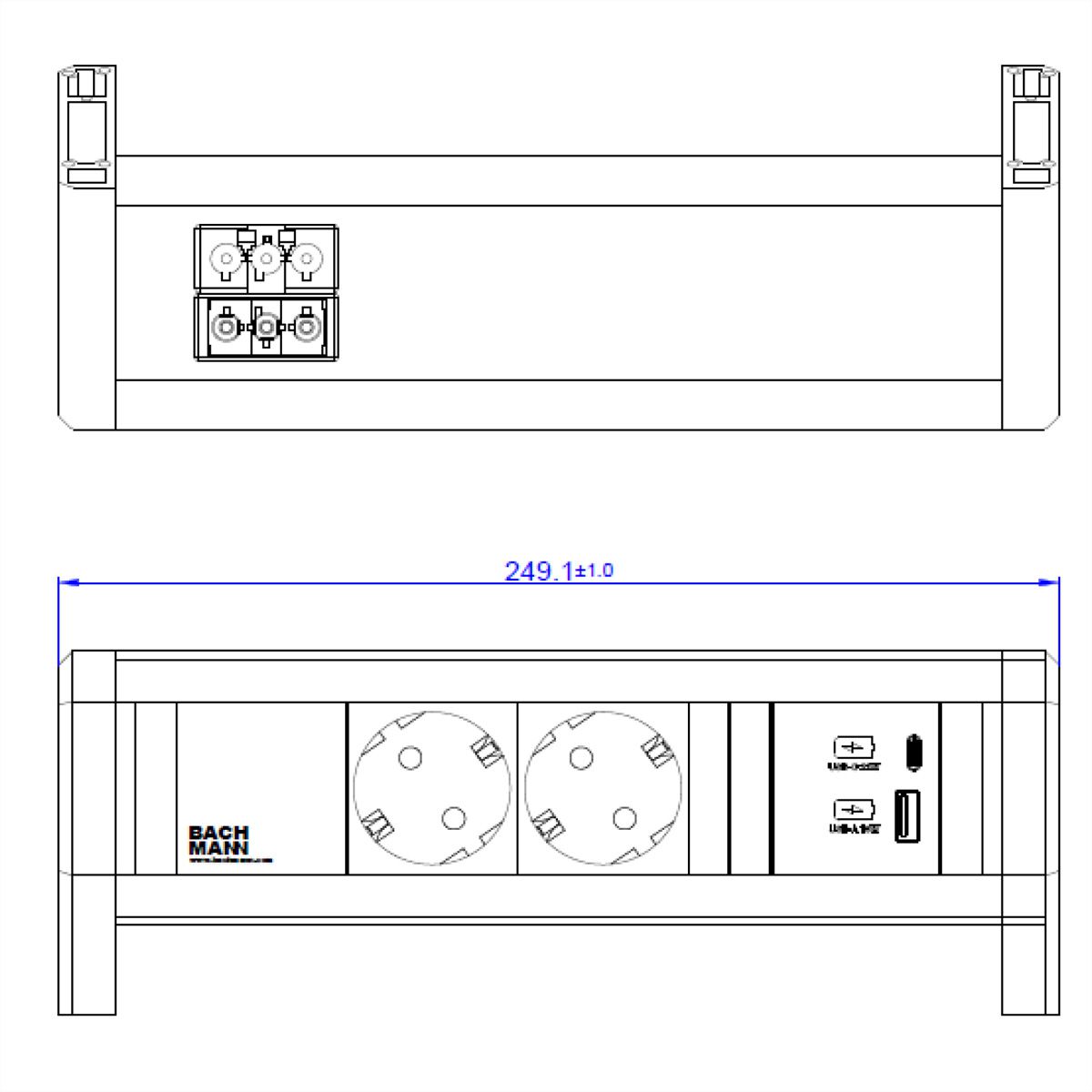 BACHMANN DESK 2x contact de protection 1xUSB A&C