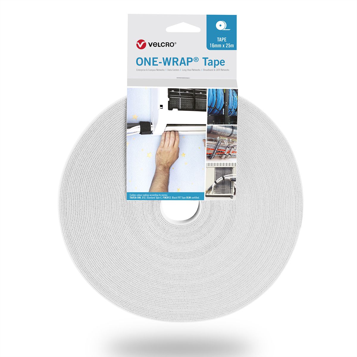 VELCRO® One Wrap® Bande 30 mm, blanc, 25 m