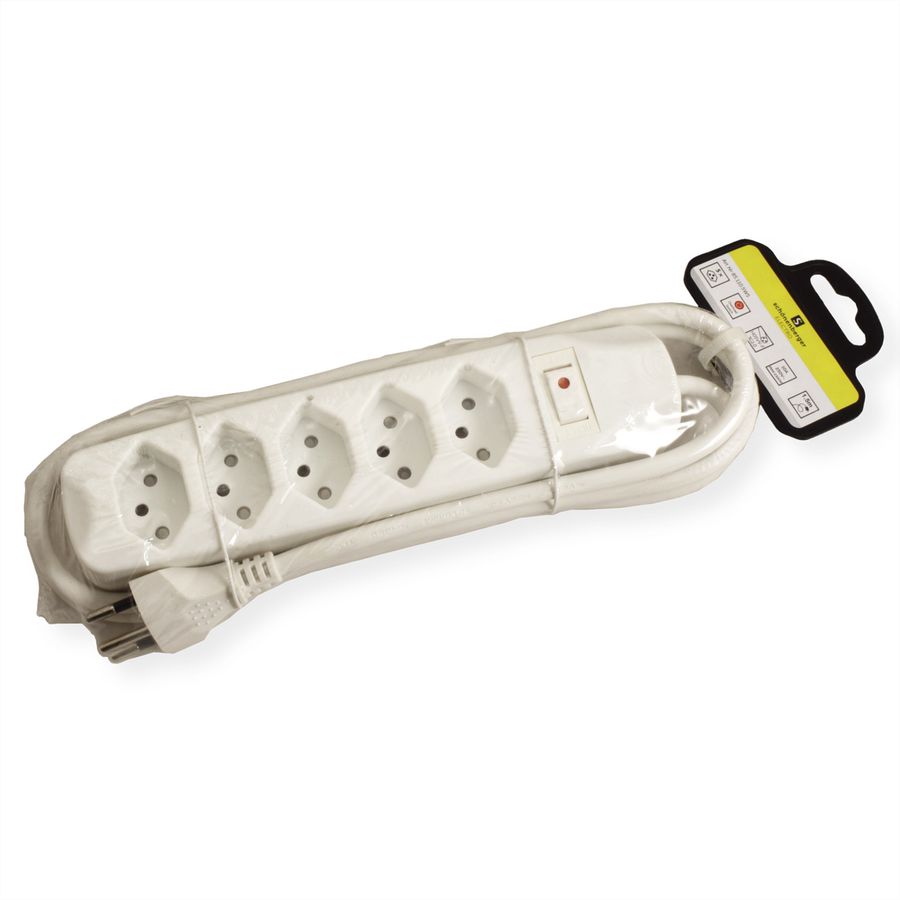 BLANK Steckdosenleiste, 5fach T13, mit Schalter, weiss