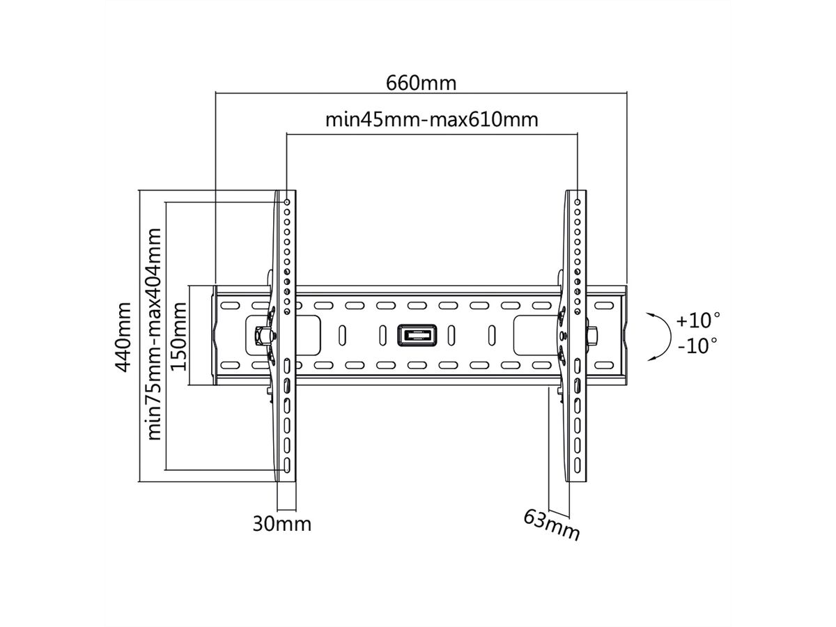 VALUE TV-Monitorwandhalterung, neigbar, 37-86 Zoll, bis 75 kg