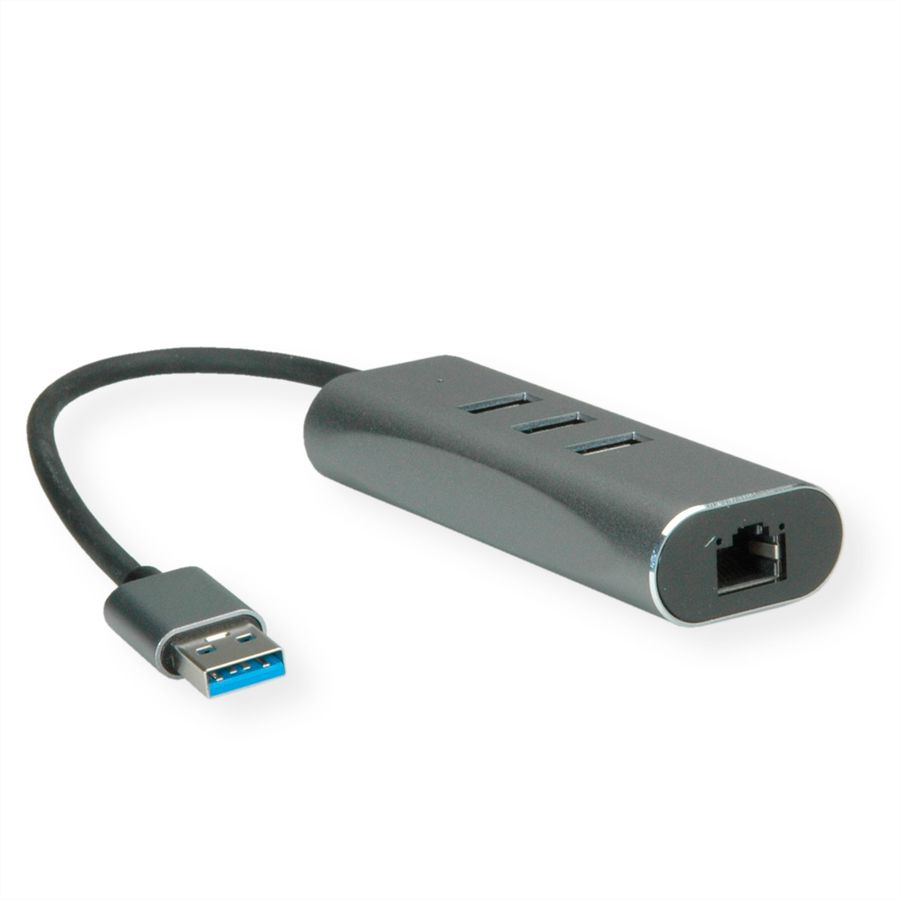 VALUE Convertisseur USB-A - Gigabit Ethernet +Hub