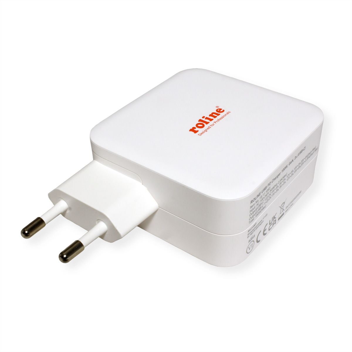ROLINE Chargeur USB avec prise Euro, 2 ports, 2x C (PD), 100W, GaN