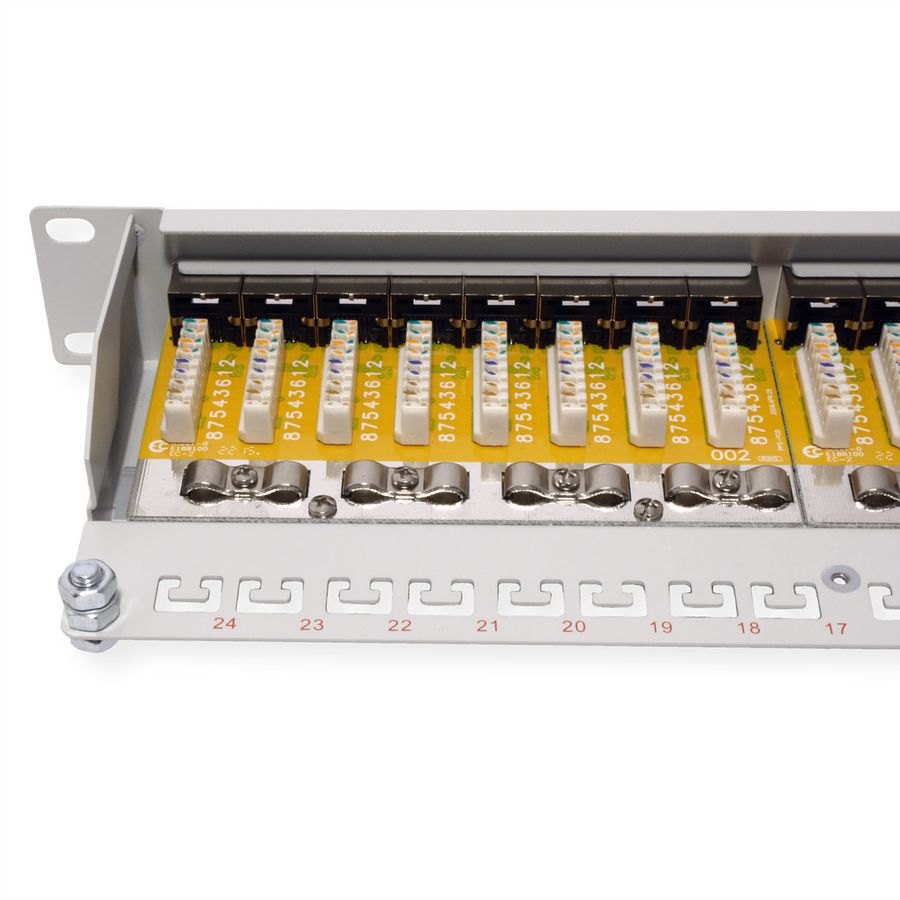 ROLINE Cat.6 (Class E) 19-Zoll-Patchpanel, 24P, geschirmt, grau