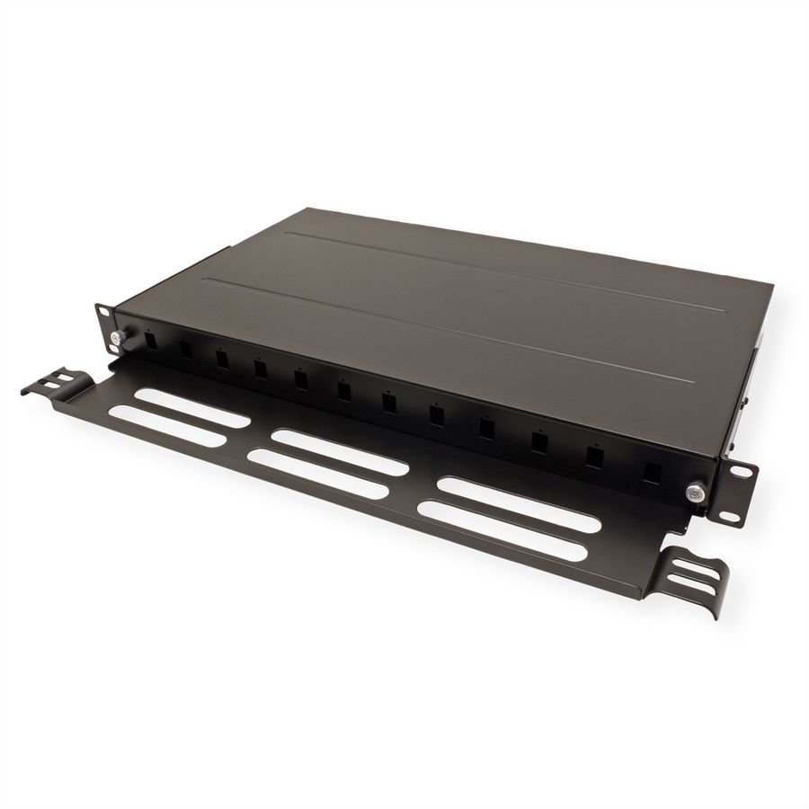 ROLINE 19''-LWL-Gehäuse leer, 1 HE, 12x SC-Simplex oder LC-Duplex, schwarz