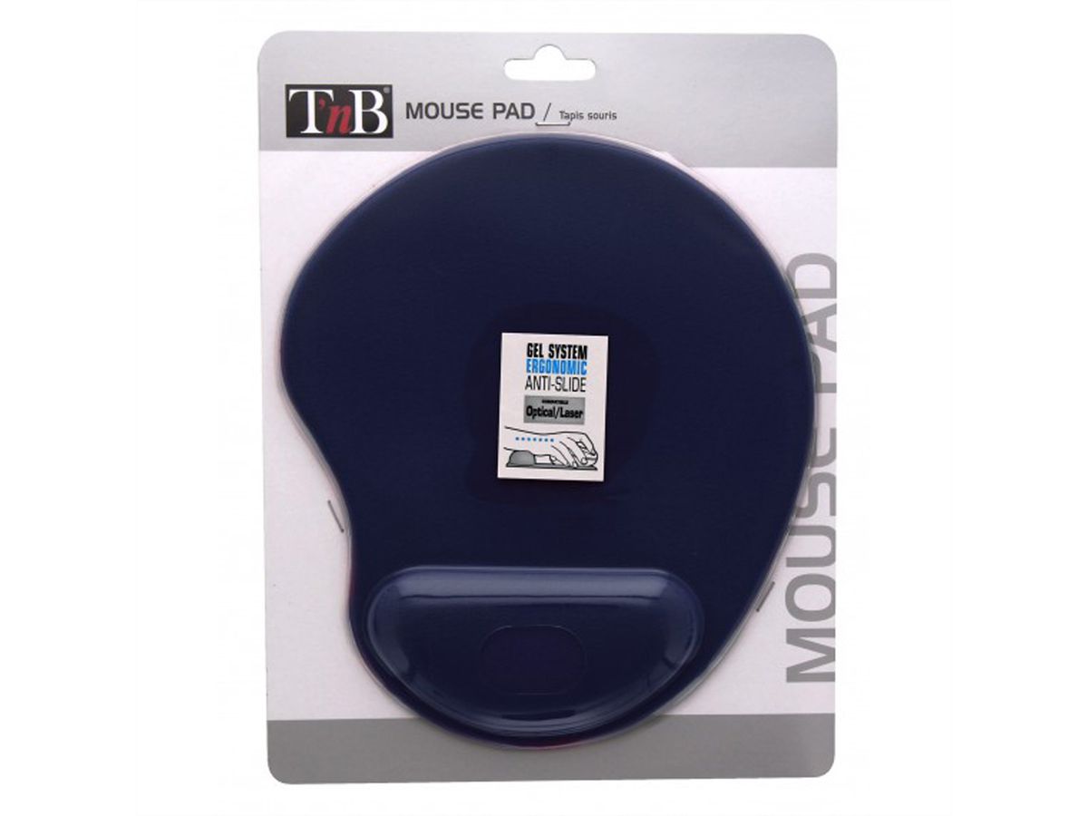 Tapis de souris T'NB Ergo Design ergonomique avec insert gel, bleu