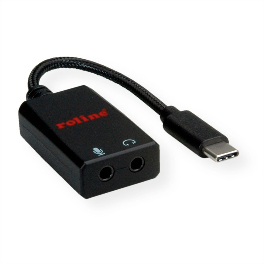 ROLINE Adapter USB Typ C - 2x 3,5mm Audio, ST/BU, 0,13 m