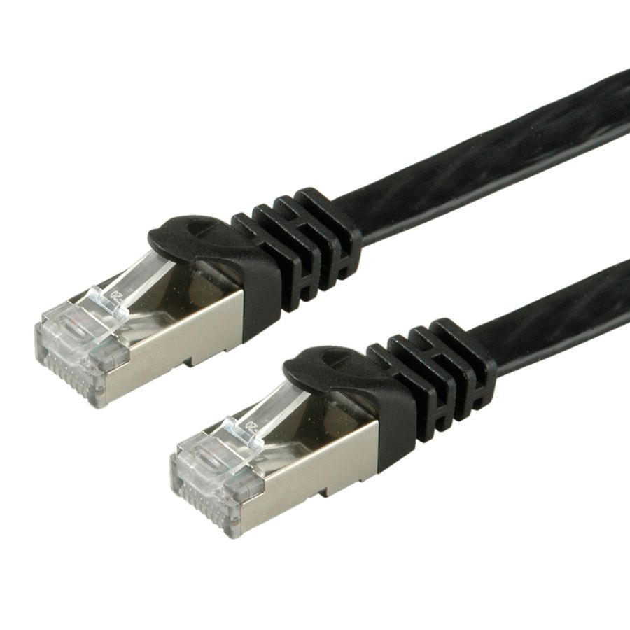 Cordon VALUE Cat.6 (Classe E) F/UTP confectionné, plat, noir, 2 m