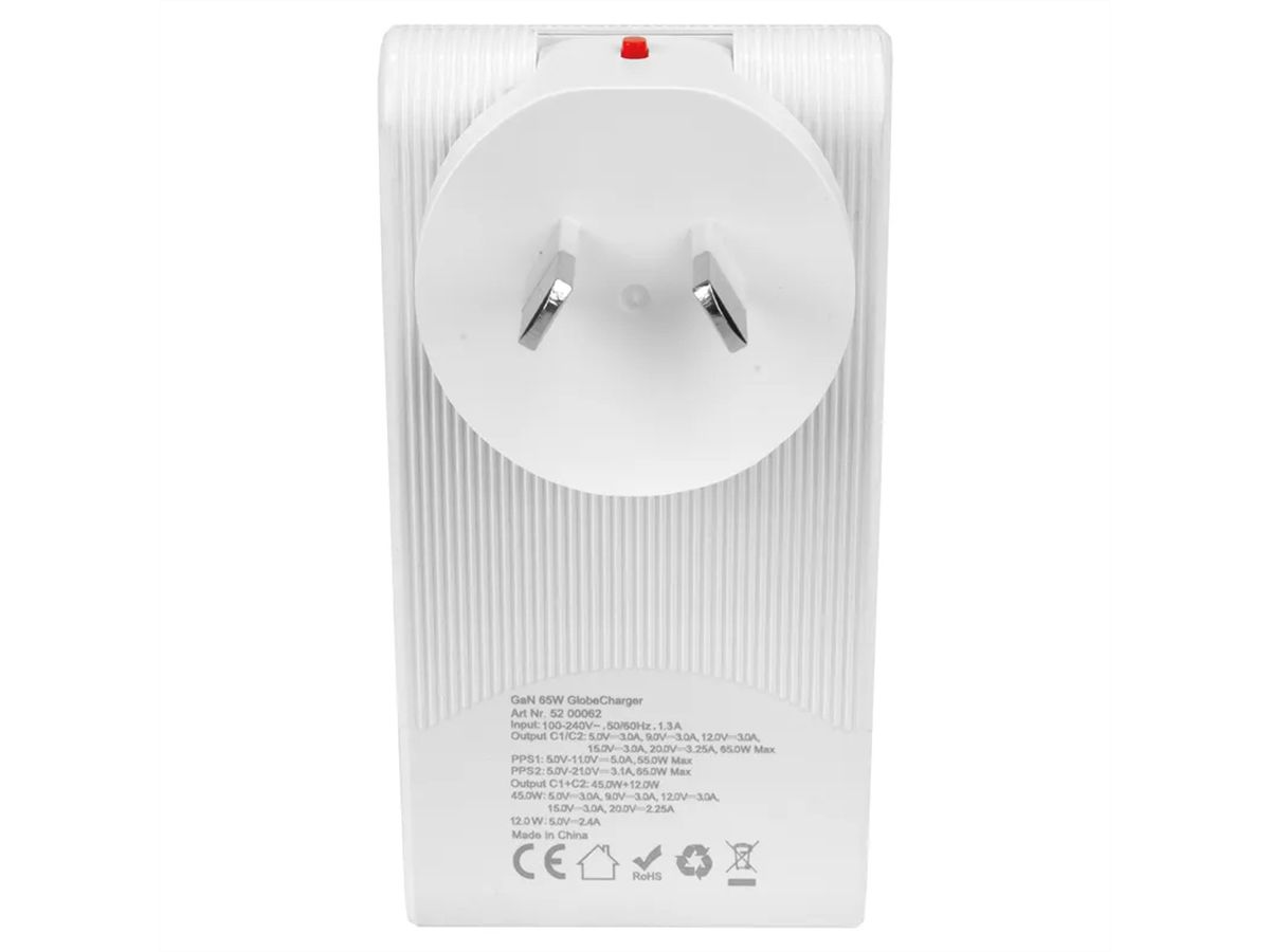 Steffen Adaptateur World PD 65W, 2xUSB-C, max. 5A blanc