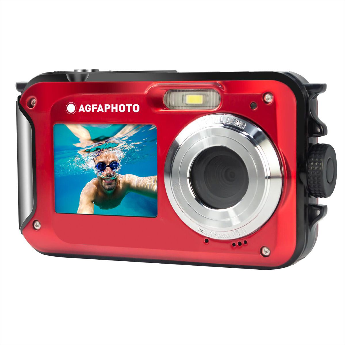 Agfa Appareil photo WP8000 rouge , Double écran, flash, étanche jusqu'à 3 m
