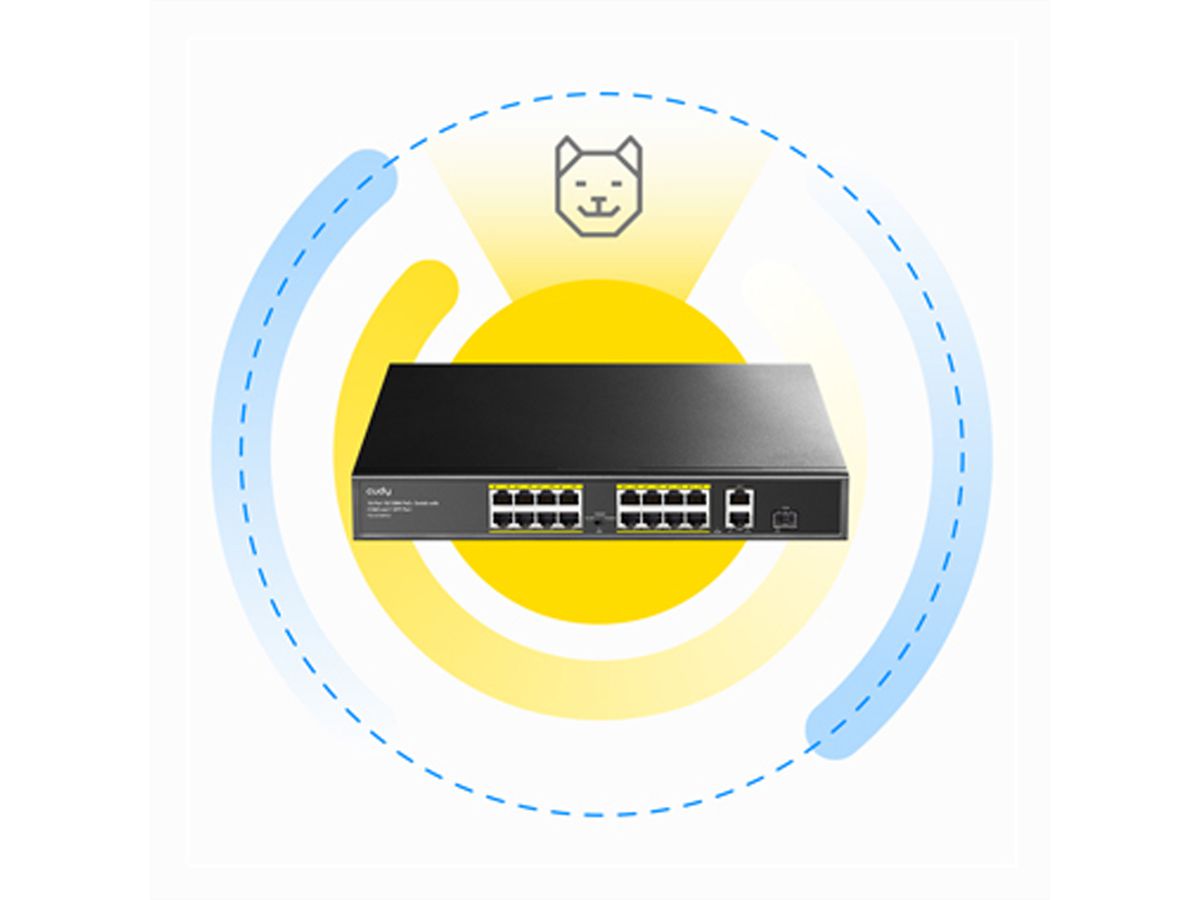 CUDY FS1018PS1 Switch 16 ports 10/100M PoE+, 2 ports Gigabit Uplink 1 SFP  200W