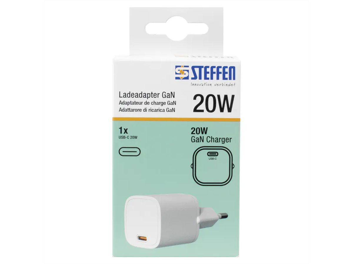 Steffen Ladeadapter GaN 20W PD, 1xUSB-C max. 3A