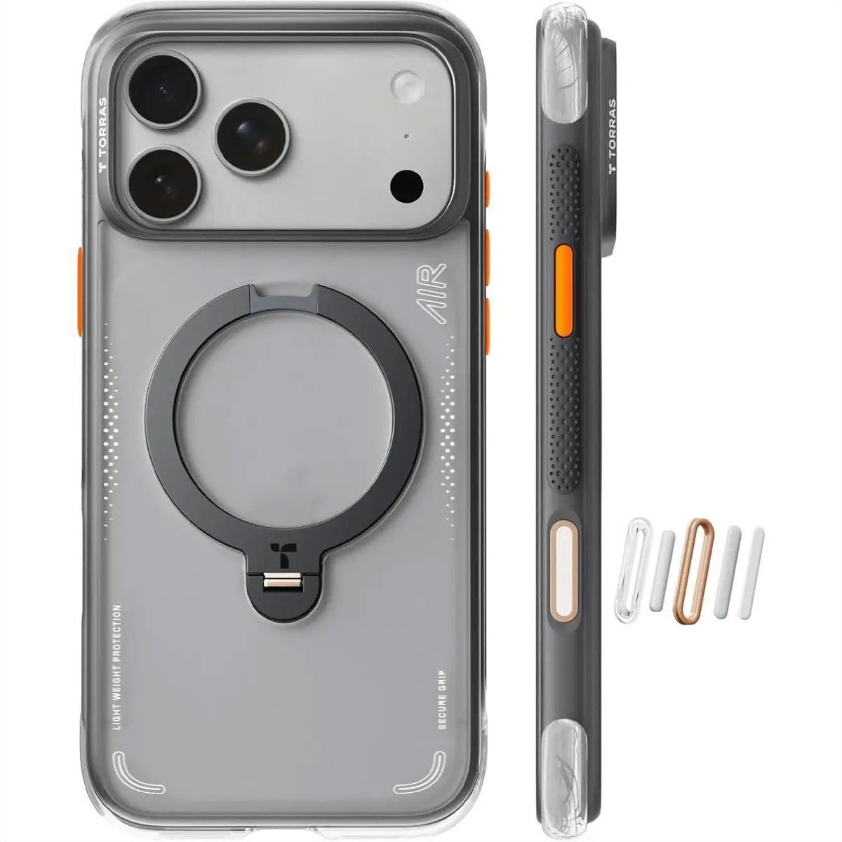 Torras Ostand Q3 Air Case, iPhone 17 Pro Max, MagSafe, noir