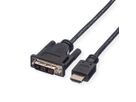 ROLINE Câble de raccordement pour écran DVI (18+1) M /HDMI M, noir, 2 m