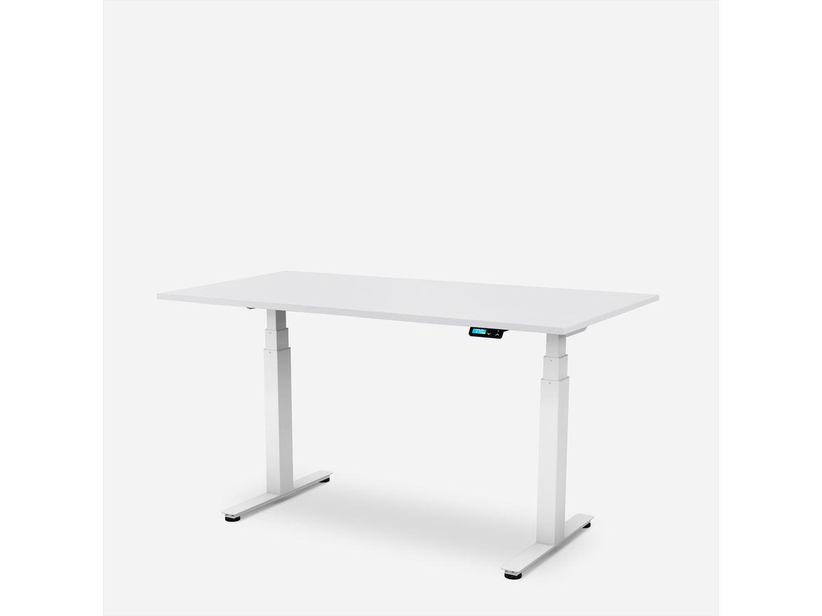 WRK21 Schreibtisch Work 160 x 80 cm, Höhenverstellbar, Weiss Uni / Weiss
