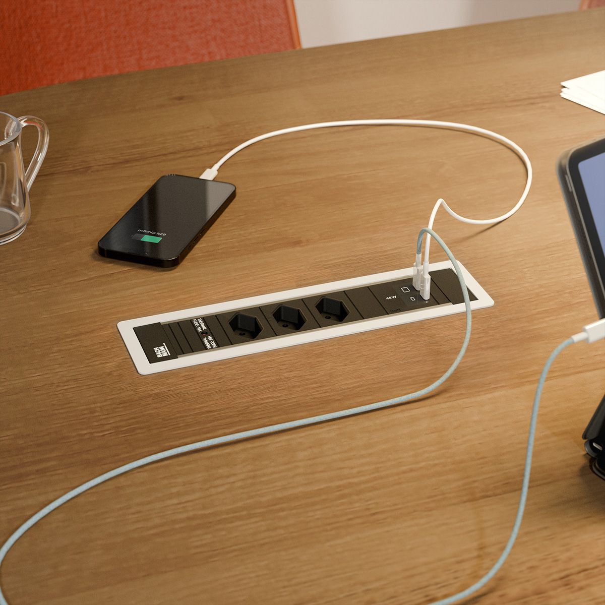 BACHMANN POWER FRAME M 3xCH 0°, 1xUSB C/C 45W L=0,2m
