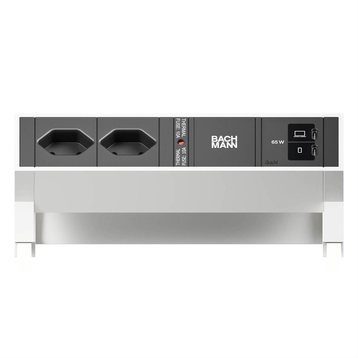 BACHMANN DESK2 2xCH 90° 1xUSB C/C 65W, L=0,2m RAL9010