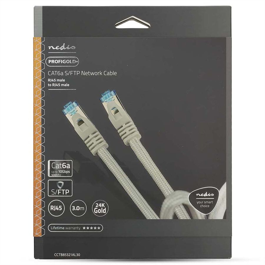Nedis Cordon réseau S/FTP Cat.6A, blanc, 3.0m