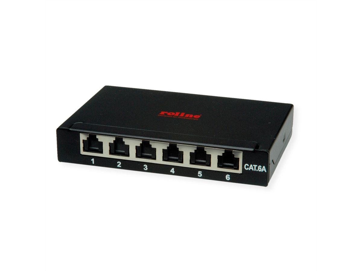 ROLINE Mini panneau Cat.6A/ClassEA 6 ports, 0,5U, blindé, noir