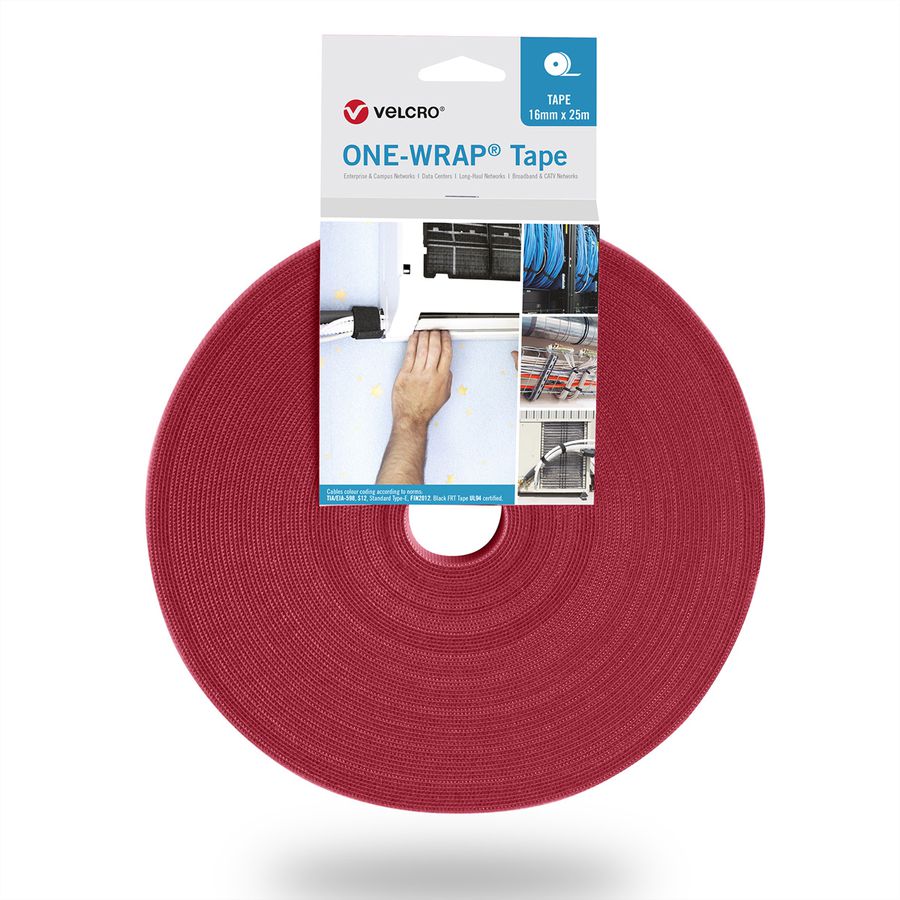 VELCRO® One Wrap® Bande 20 mm, rouge, 25 m