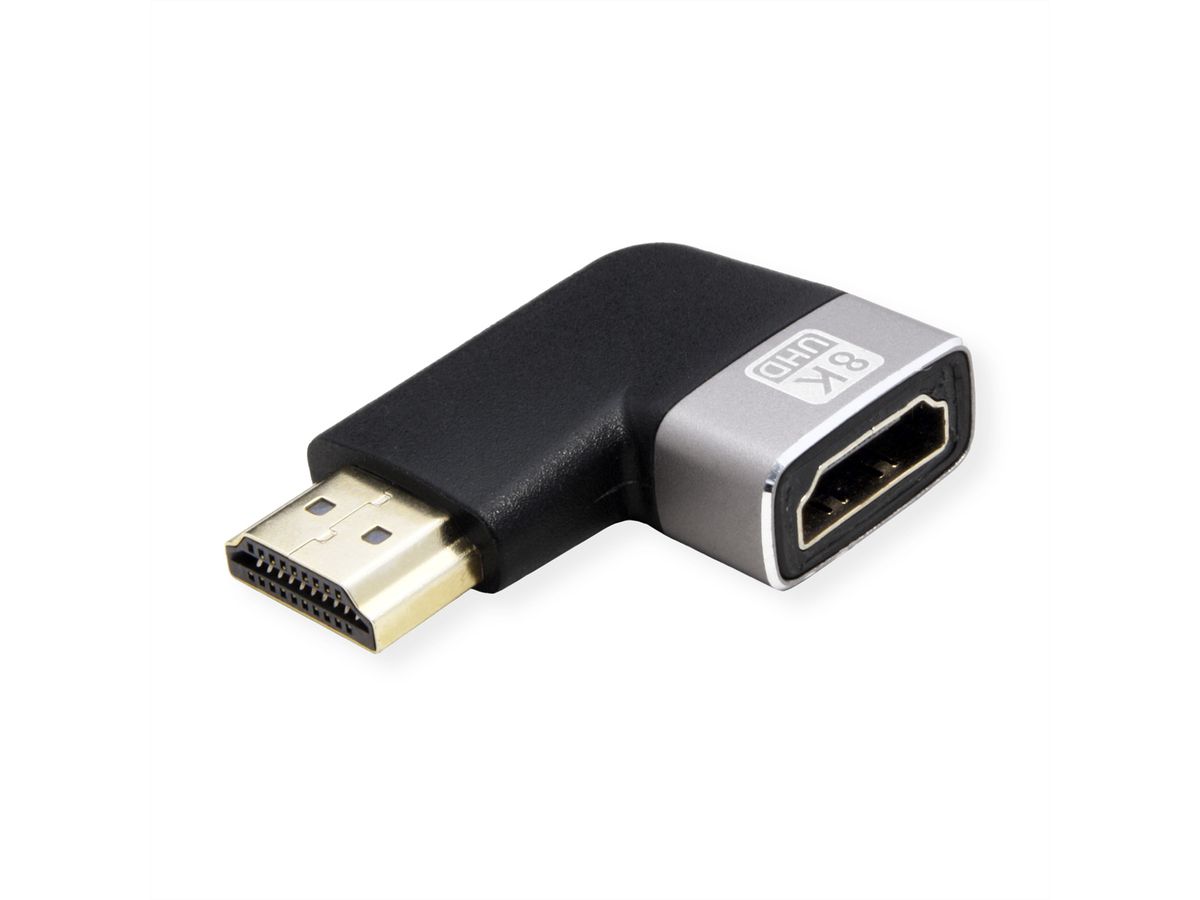ROLINE Adaptateur HDMI, 8K, HDMI M/F, coudé à 90°