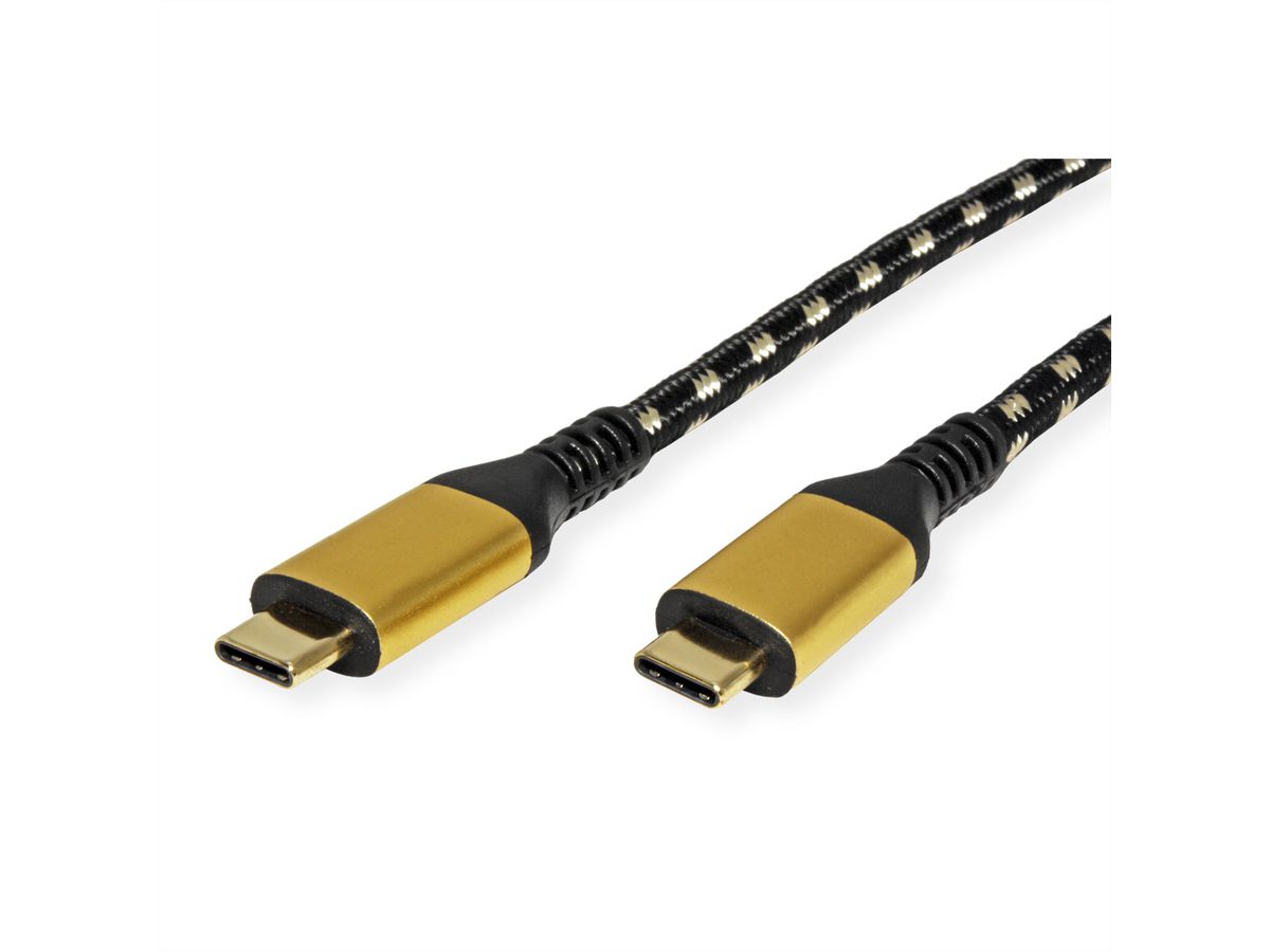 ROLINE GOLD Câble USB4 Gen3x2, C–C, M/M, 8K UHD-2, 40Gbit/s, 100W, noir / or, 2 m