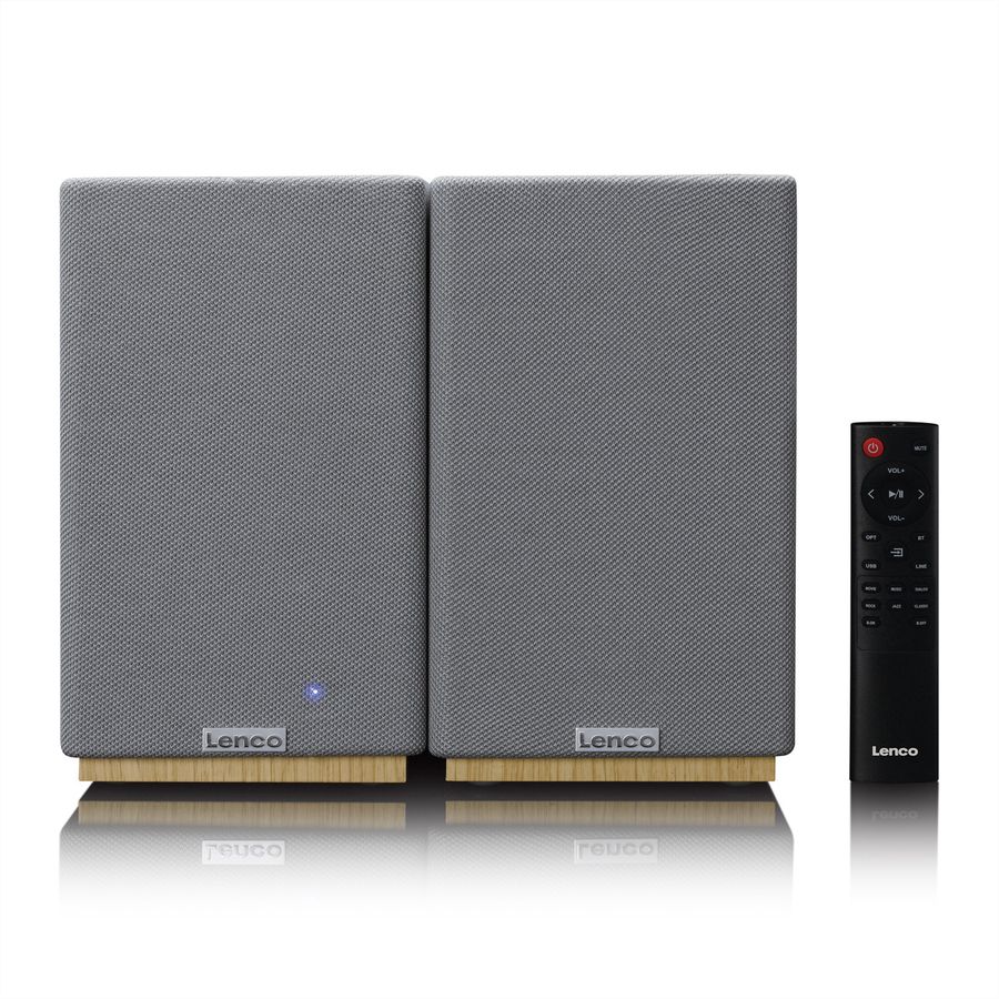 Lenco Aktiv Lautsprecher, 2x40W, Wood,, BT, opt.In, USB, AUX, SUB-Out, IR-FB.