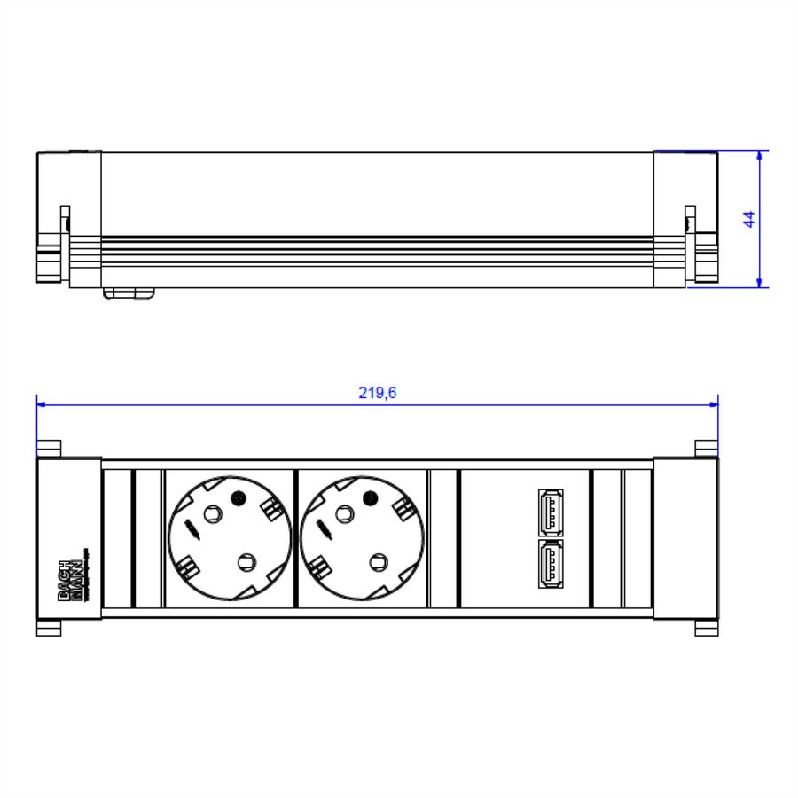 BACHMANN POWER FRAME Small 2x Schutzkontakt 1x USBCharger