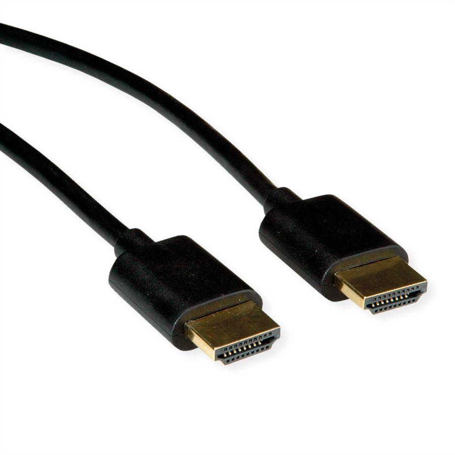 ROLINE HDMI High Speed Kabel mit Ethernet, Slim, ST-ST, schwarz, 1 m