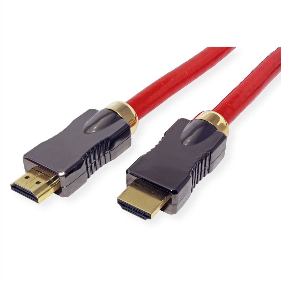 ROLINE 8K HDMI Ultra HD Kabel mit Ethernet, ST/ST, rot, 1 m