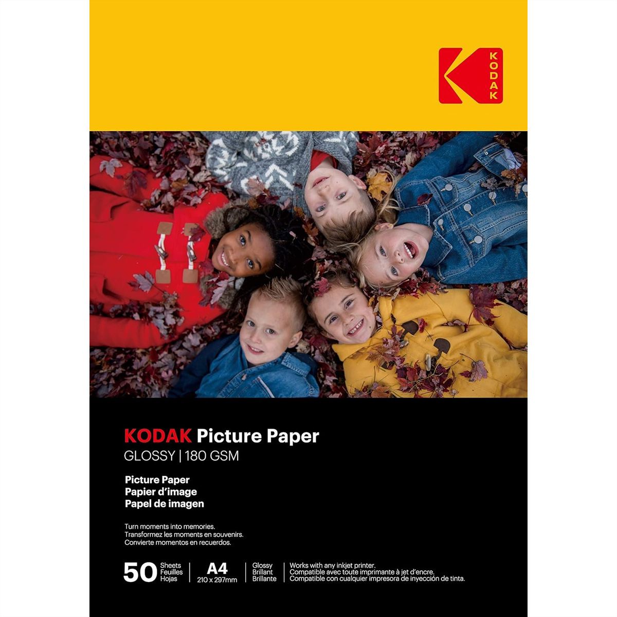 Kodak Fotopapier - 50 Blatt A4, 180g/qm, 21cm x 29.7cm, Hochlglanz