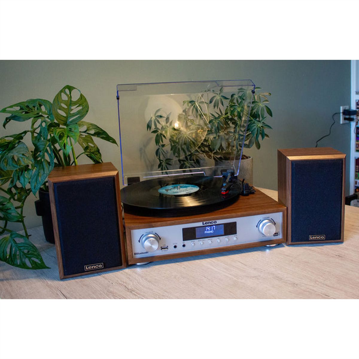Lenco Chaîne Hi-Fi MC-160WD couleur bois, TT, DAB, radio FM, BT