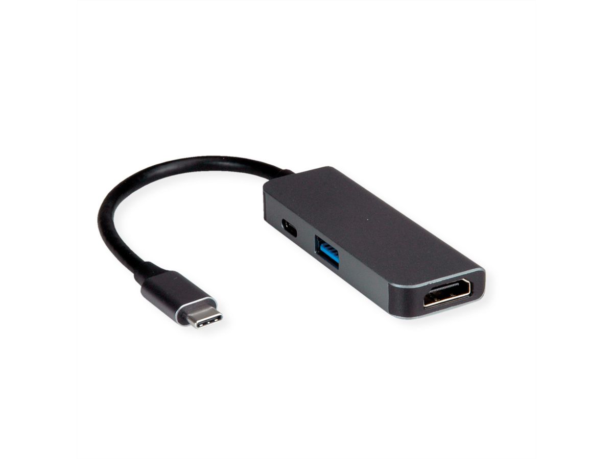 VALUE Display Adapter USB Typ C - HDMI + USB 3.2 Gen 1 A + Typ C PD