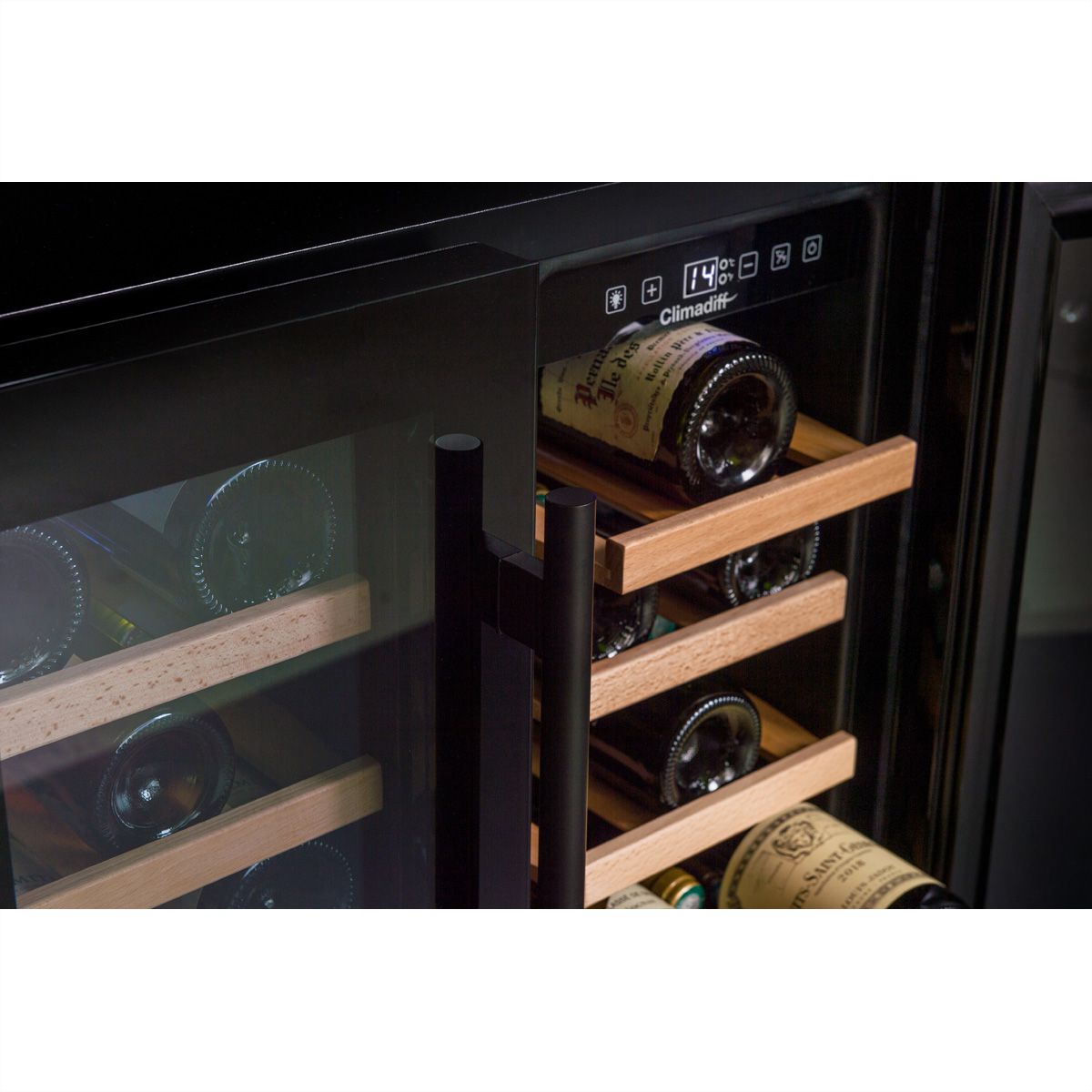 Climadiff Armoire à vin CBU40D1B, encastrable, 2 zones, 40 bouteilles