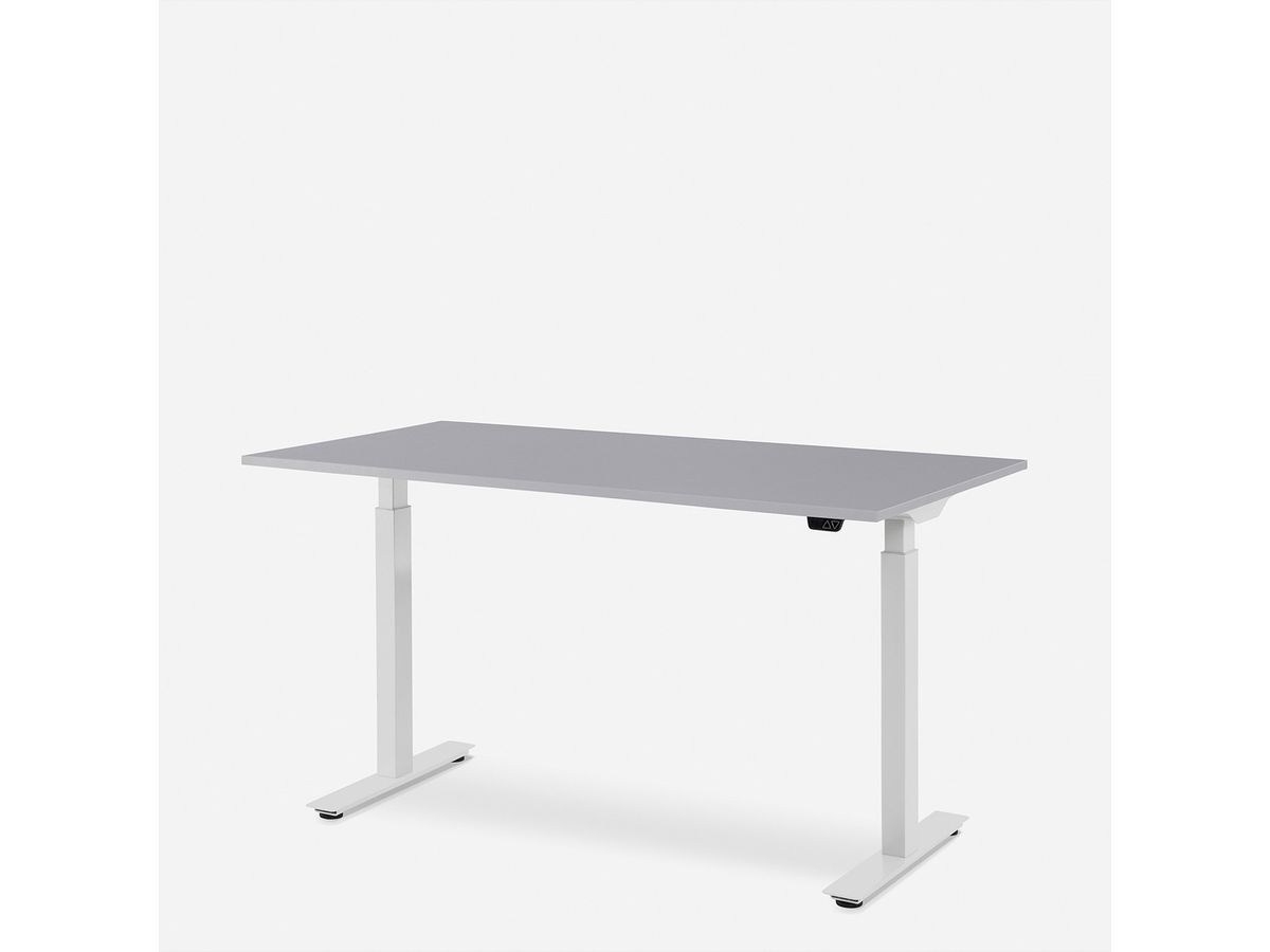 WRK21 Schreibtisch Smart 100 x 60 cm, Höhenverstellbar, Grau Uni / Weiss