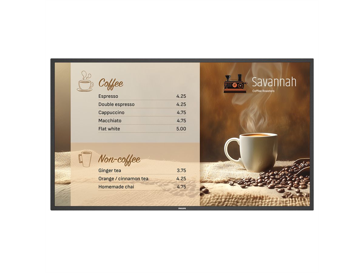 Philips Signage Display 43BDL6017P/00, 43", UHD, 24/7, 800cd/m², 25% Haze