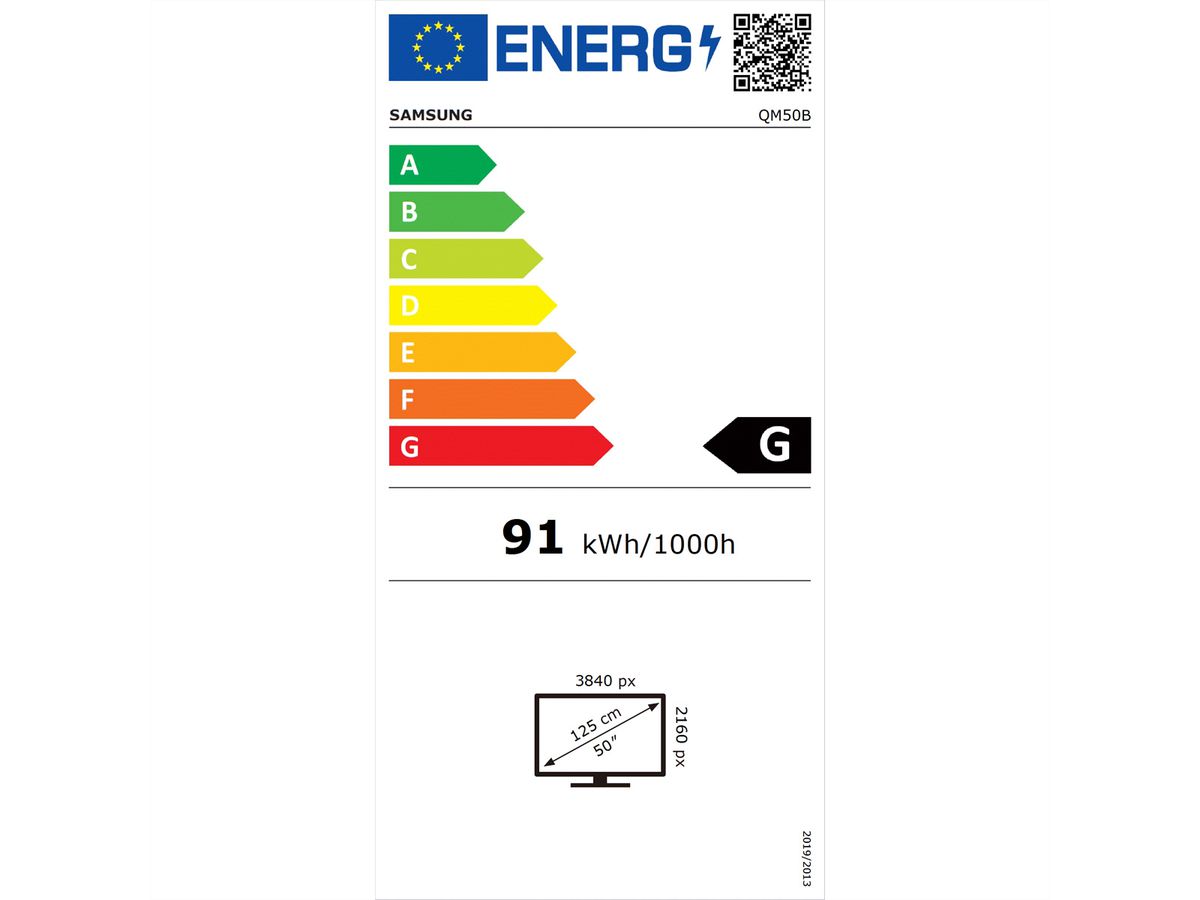 Samsung Digital Signage Display QM50B, 50'' 24/7, UHD 500cd/m²