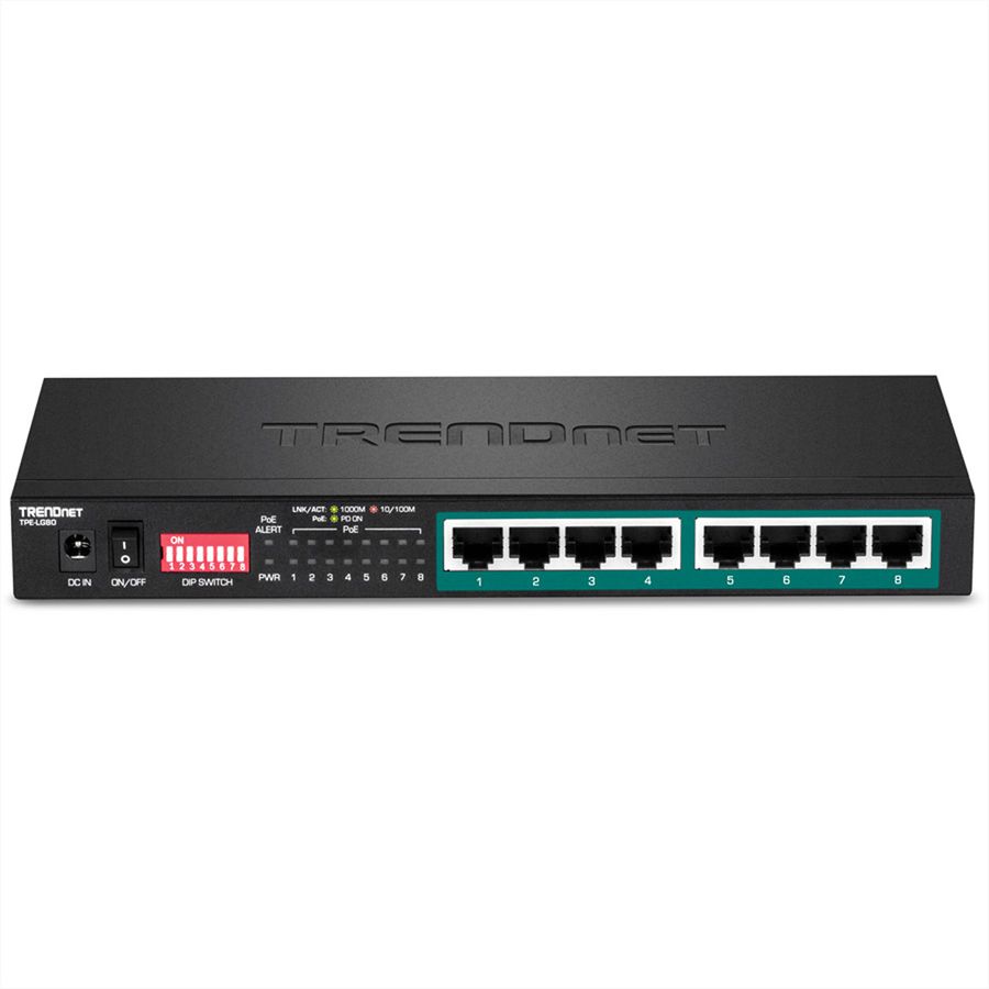 TRENDnet TPE-LG80 Switch PoE+ longue portée Gigabit à 8 ports
