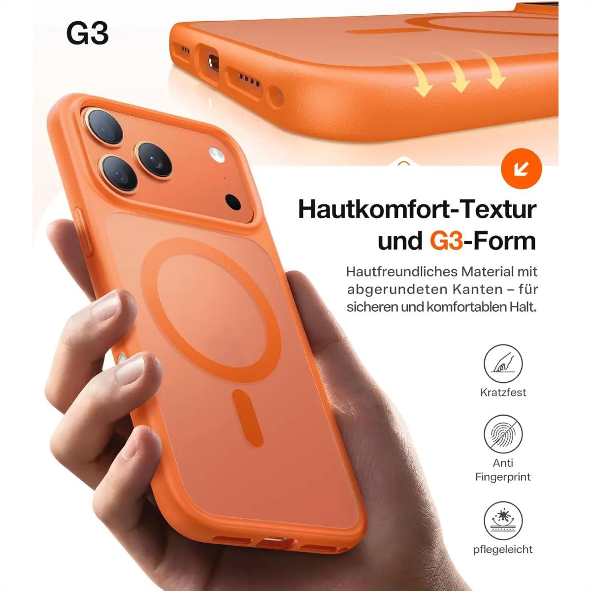 Torras Guardian Case, iPhone 17 Pro Max, MagSafe, orange