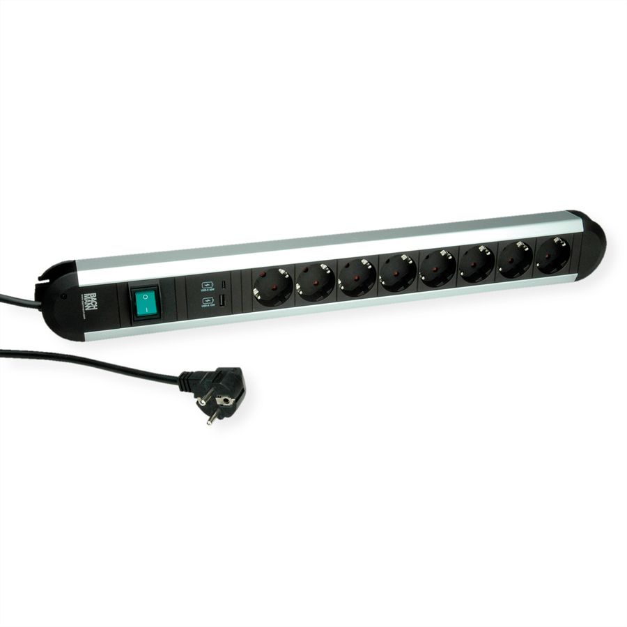 BACHMANN PRIMO 8xCEE7/3 1xUSB A&C 22W 1xSchalter Strom 2,0m CEE7/7