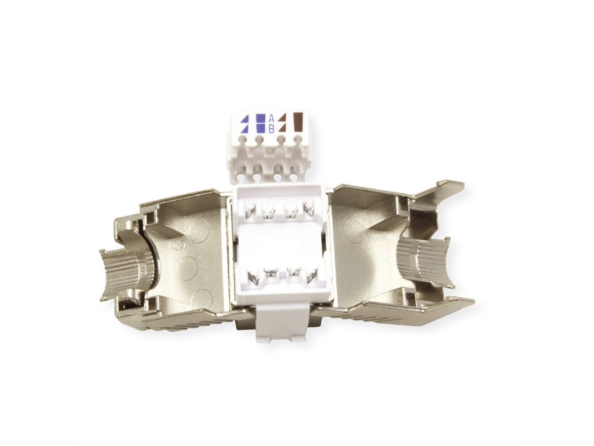 ROLINE Cat.8 (Class I) Keystone, geschirmt, werkzeuglos, silberfarben