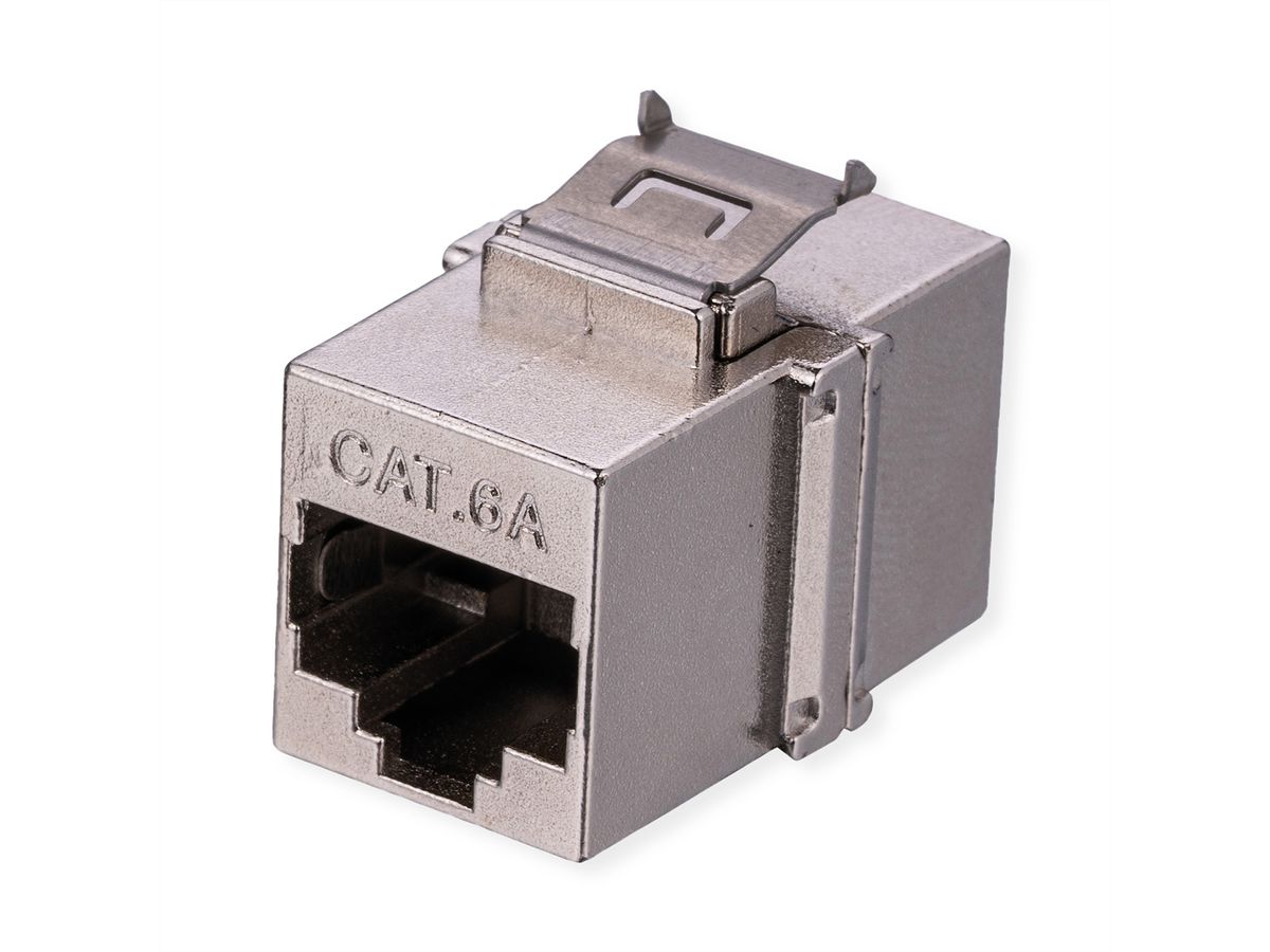 VALUE RJ-45 Kupplung, Keystone, geschirmt, Kat.6A (Class EA), kurze Ausführung, silberfarben