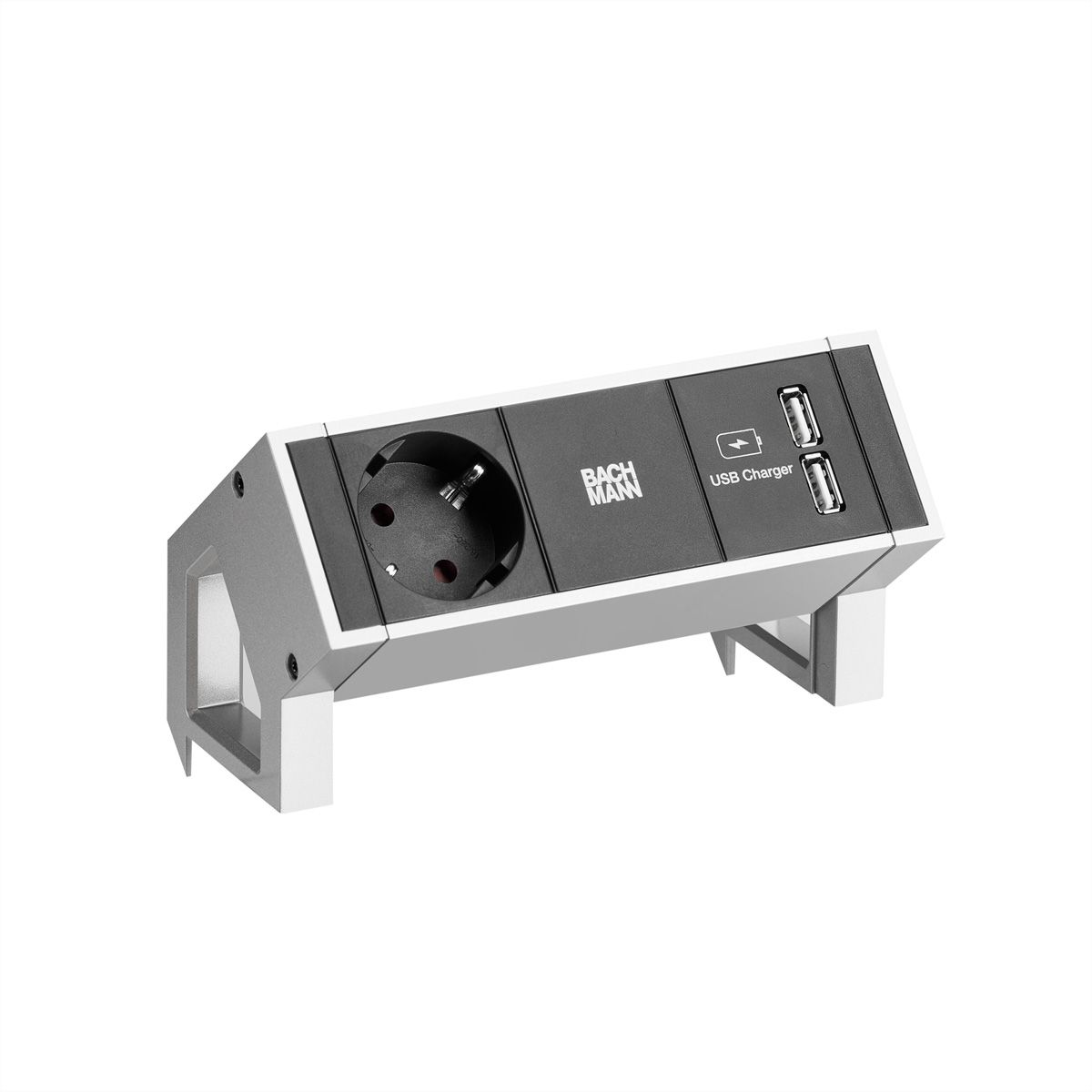BACHMANN DESK2 1x Schutzkontakt 1xUSB Charger Inox
