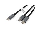 ROLINE Câble de chargement Y - Splitter, Type C vers 2x C, M/M, max. 100W, noir, 1,85 m