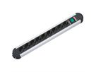 BACHMANN PRIMO Bâti de prises 9x contact de protection, aluminium, avec interrupteur, 1,75 m