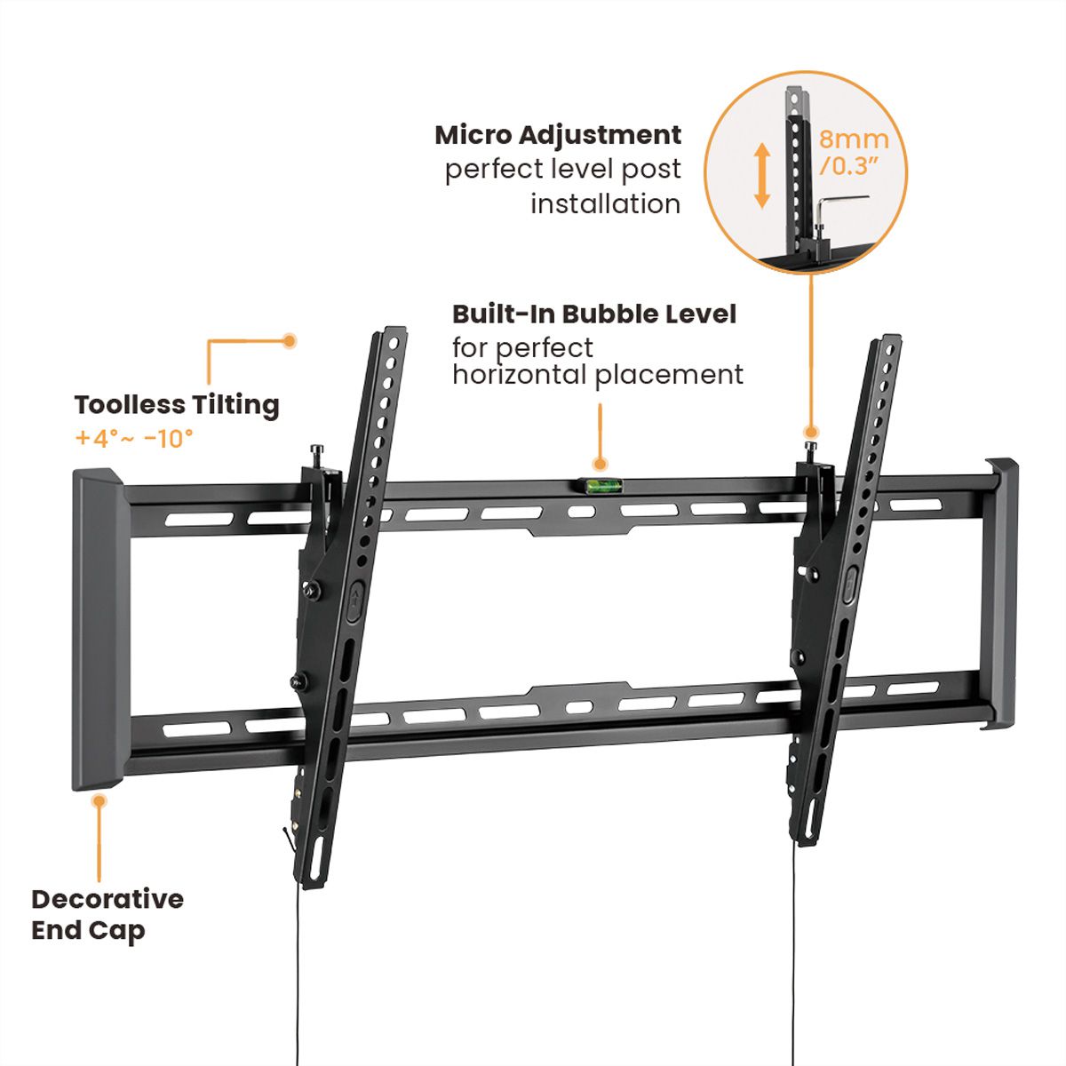 VALUE Support mural TV, distance murale de 47 mm, inclinable, 43–90 pouces, jusqu'à 75 kg