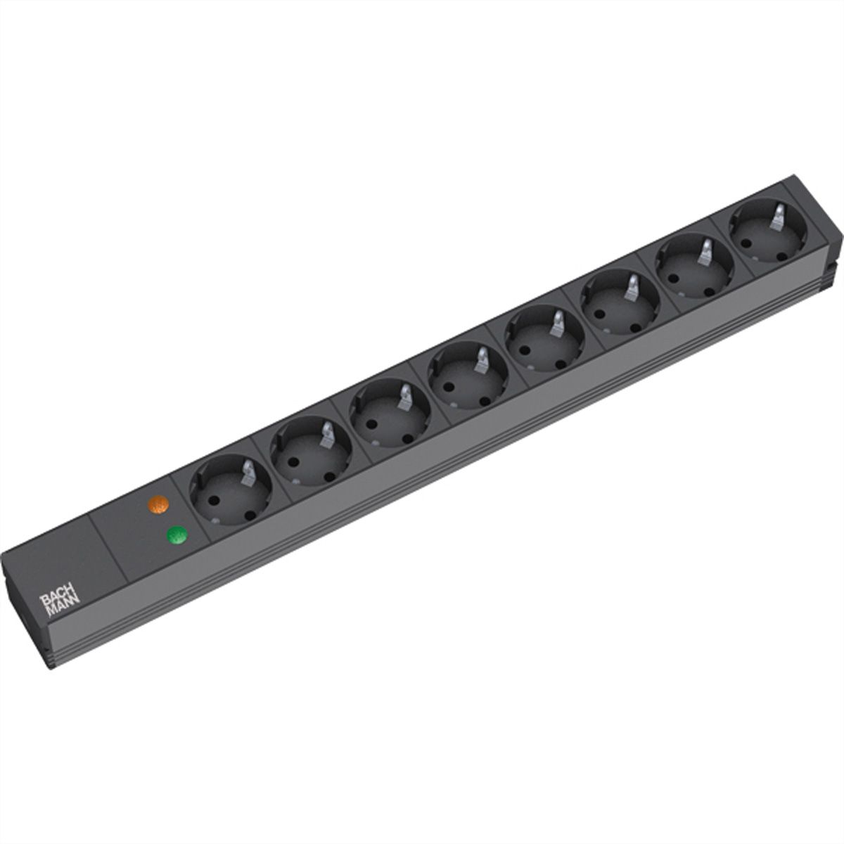 BACHMANN Bâti de prises 19" 8x avec TGBT sans interrupteur, noir