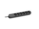 BACHMANN Prise multiple, 6x sans interrupteur, noir, 3 m
