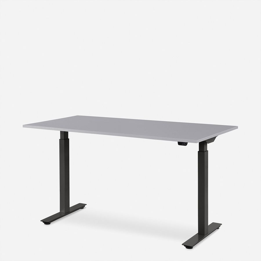 WRK21 Schreibtisch Smart 180 x 80 cm, Höhenverstellbar, Grau Uni / Schwarz