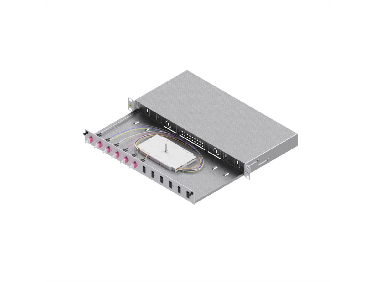 EasyLan LWL-Spleißbox Grade C 19-Zoll 1HE, 12 Ports, 6x LC-Duplex, OM4